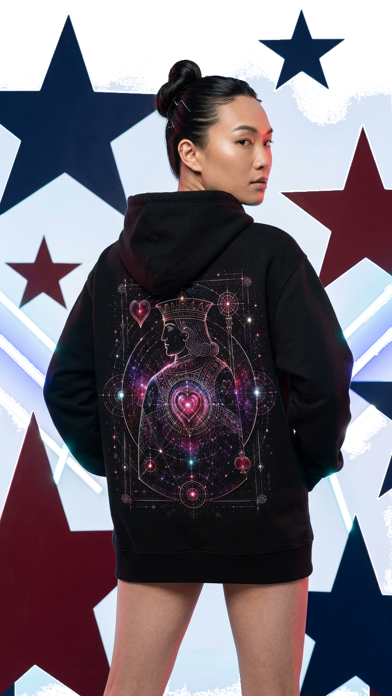 Lifestyle back view of Jack Of Hearths Hoodie